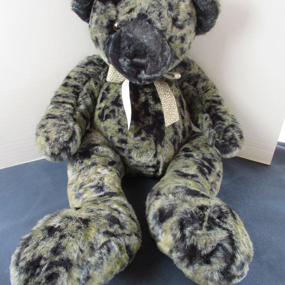 Mary Meyer 2000 plush bear gray 21" black eyes bow vintage